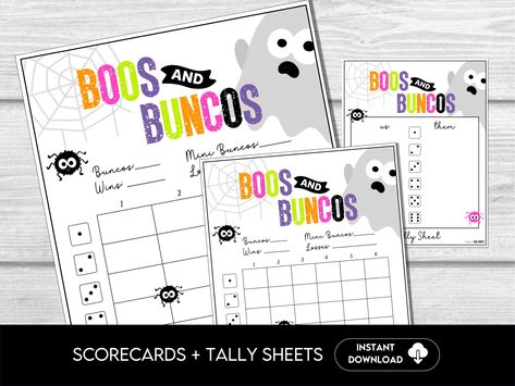 Halloween Bunco Score Sheets, Spooky Bunco Game, Halloween Party Bunco Scorecards | 4 games, 6 games Tally Sheets, October Ghost Bunco Party by BeforeThePartyCo on Etsy Halloween Bunco Score Sheets, Halloween Bunco, Bunco Score Sheets, Bunco Themes, Bunco Night, Ghost Theme, Bunco Game, Bunco Party, Halloween Party Games