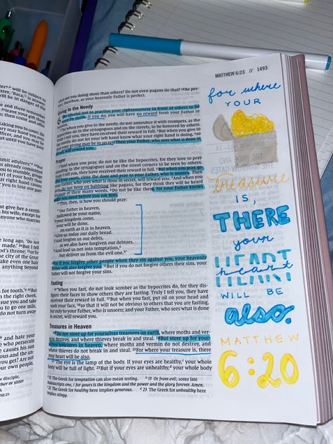 Matthew 6 Bible Journaling, Bible Drawing, Matthew 6, Bible Journal Notes, Inspire Bible Journaling, Christian Bible Study, Bible Study Notebook, Bible Study Lessons, Bible Study Notes