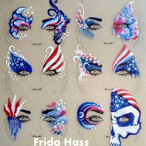 Everything Face And Body Art on Instagram: “Awesome #4thofjuly inspiration by the talented Frida Haas @thepaintedzebrafaba #sillyfarm #facepaint #facepainter #facepainting…” July Makeup, Mask Face Paint, 4th Of July Makeup, Face Painting Tips, Festival Face, Face Painting Easy, Face Paint Makeup, Face Art Makeup, Kids Face Paint