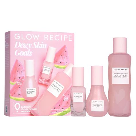 Glow Recipe Dewy Skin Goals Kit - Watermelon Glow Niacinamide Dew Drops Niacinamide Dew Drops, Pink Juice, Hydrating Makeup, Skin Goals, Makeup Sephora, Sephora Skin Care, Glow Recipe, Glowing Skincare, Oil Free Moisturizers