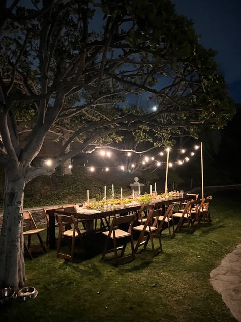 Birthday Party Dinner Decorations, 19 Birthday Party Decorations, Lawn Dinner Party, Birthday Party Intimate, Dinner Party Outside Aesthetic, Backyard Patio Birthday Party, Birthday Dinner Backyard, Birthday Decorations Garden Party, 17 Birthday Party Decorations