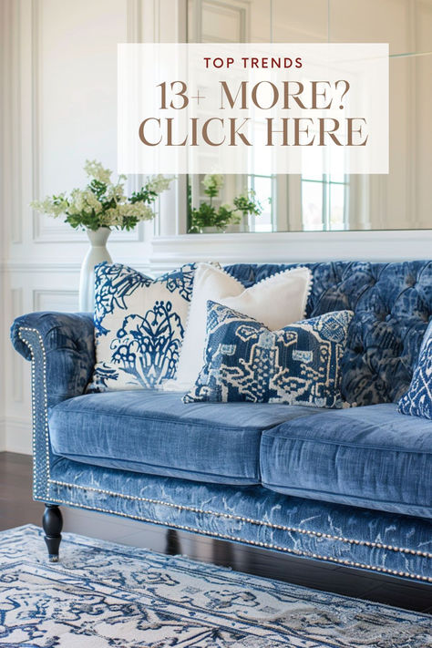 Explore these 15 stunning sofa ideas that will elevate your space with both comfort and style. From sleek modern designs to timeless classics, there's something for every taste. Click now to discover the perfect sofa inspiration to enhance your living room and create a welcoming atmosphere. Don't miss out on these inspiring ideas! #SofaIdeas #LivingRoomInspiration Living Room With Navy Couch, Navy Blue Decor Living Room, Colorful Dining Room Chairs, Navy Sofa Living Room, Turquoise Couch, Stunning Sofa, Navy Sofa, Navy Blue Decor, House Improvement