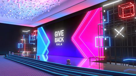 Giveback Gala Night on Behance Stage Design For Conference, Technology Event Stage Design, Corporate Stage Design, Conference Stage Design, Stage Design Event, Google Event, Gala Night, Concert Stage Design, Corporate Event Design