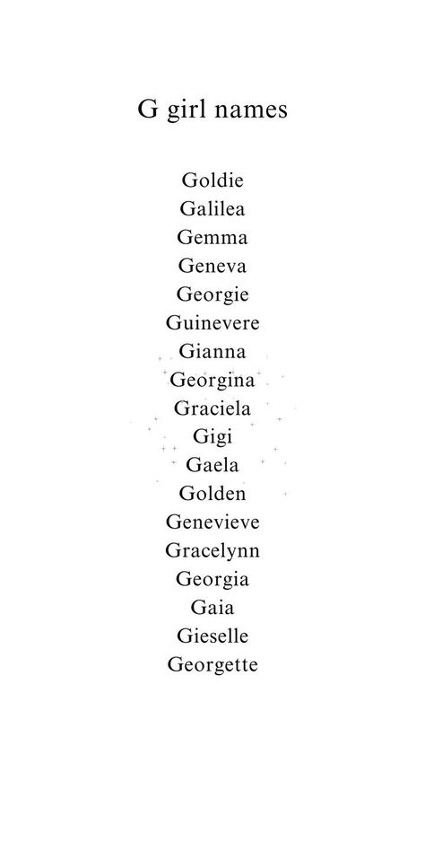 Searching for some fresh, new baby names for your little babe? These g names for girls are trendy and unique! If you love girly girl names, these g baby names, you NEED to check out this list of cute baby names chock full of name inpsiration! (aka unique baby names starting with g/cute g girl names I love) Names That Start With G, Name Ideas Girl, Victorian Girl Names, Two Syllable Girl Names, Hippie Girl Names, Earthy Girl Names, Girly Girl Names, Elegant Girl Names, Country Girl Names