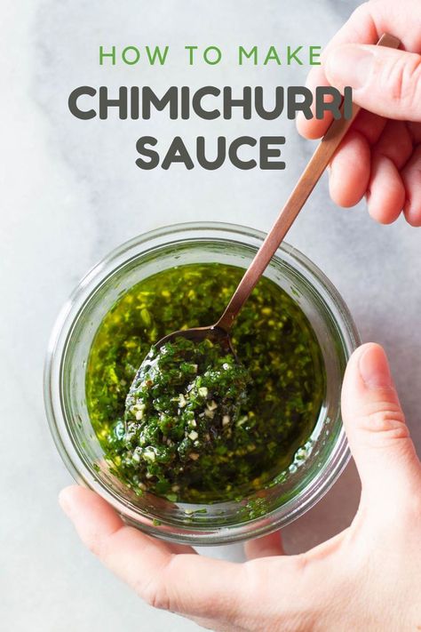 Chimichurri Sauce Mint Chimichurri, Chimichurri Sauce Recipe, Chicken Salads, Chimichurri Recipe, Vinaigrette Salad, Pork Chicken, Herb Sauce, Chimichurri Sauce, Green Sauce