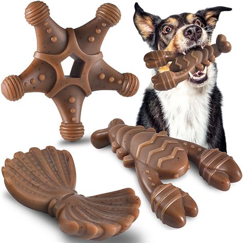 PRICES MAY VARY. 🐶🦞💝【THREE DIFFERNET SHAPES DESIGN】: Our dog toys for chewers have a unique ocean themed design, starfish, shells, lobster, cute and fun. It's perfect for dogs who like to chew. It satisfies their natural urge to chew and helps them develop good chewing habits. 🐶🦞💝【INDESTRUCTIBLE DOG TOYS FOR AGGRESSIVE CHEWERS】: These tough dog toys are perfect for aggressive chewers, especially large, medium and small dogs, puppies. It's tough to destroy and almost indestructible. Let you Lobster Cute, Dog Birthday Presents, Indestructible Dog Toys, Funny Dog Toys, Outdoor Dog Toys, Dog Bone Toy, Dog Toys Indestructable, Tough Dog Toys, Durable Dog Toys