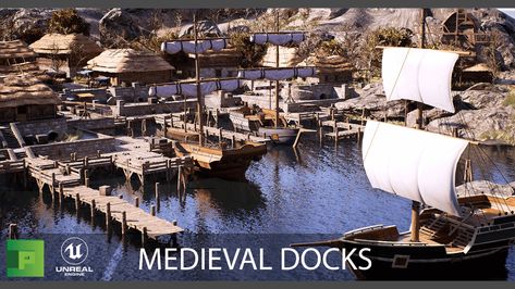 ArtStation - Medieval Docks, PolyPixel 3D Medieval Docks, Terrain Texture, Building Roof, Texture Paint, Modular Building, Unreal Engine, Great Britain, Minecraft, Castle