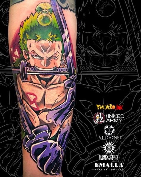 Luffy One Piece Tattoo Design, Roronoa Zoro Tattoo Ideas, Zoro Tattoo Design, Zoro Tattoo Ideas, Roronoa Zoro Tattoo, Zoro One Piece Tattoo, One Piece Tattoo Design, Anime Tattoos For Men, One Piece Tattoo Ideas