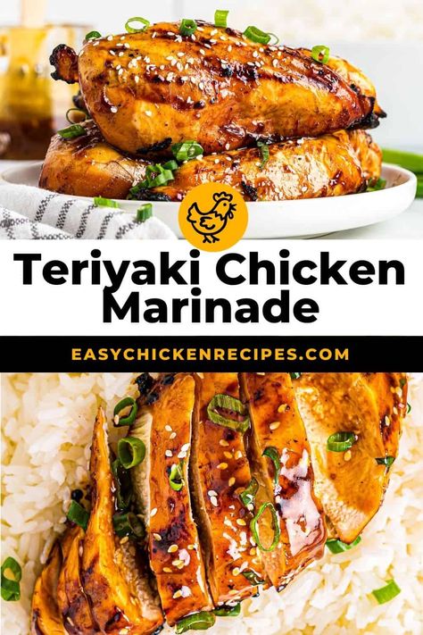 Asian Marinade For Chicken, Teriyaki Chicken Marinade, Chicken Breast Marinade Recipes, Teriyaki Chicken Breast, Chicken Breast Marinade, Rice And Broccoli, Chicken Marinade Recipes, Sweet Chicken, Chickpea Salad Recipes