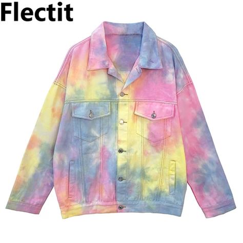 Tie Dye Denim Jacket, Breast Sizes Chart, Tie Dye Jacket, Tie Dye Jackets, Dye Denim, E Girl Outfits, Jeans Street Style, Tie Dye Jeans, Tie Dye Denim