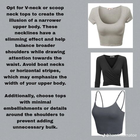 Best Tops For Broad Shoulders, Shirts For Broad Shoulders Women, Neckline For Broad Shoulders, Necklines For Broad Shoulders, Tops For Broad Shoulders For Women, Tops For Broad Shoulders, Broad Shoulder Women Outfits, Shoulderless Shirt, Big Shoulders