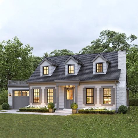 Su Casa Design on Instagram: “We designed our Signature Series stock plans with the same level of attention to detail we give to our custom homes. Our Ellison stock plan…” Modern Colonial House Plans, Traditional Bungalow, Modern Colonial House, Coffee On The Porch, Cape Style Homes, Cape Cod Style House, Colonial House Plans, Modern Colonial, Cape Cod Style