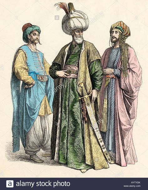 Turkish Sultan And Officials Of The Ottoman Empire Stock Photo, Royalty Free Image: 17181966 - Alamy Ottoman Sultan, Empire Outfit, Fashion Through The Decades, Empire Ottoman, Turkish Army, The Ottoman Empire, Man Illustration, Turkish Men, Fashion Design Portfolio