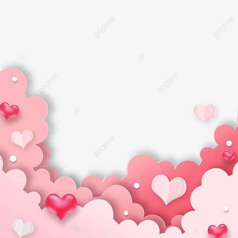 Cloud Border, Romance Poster, Png Rose, Pink Love Heart, Love Valentines Day, Valentine Background, Border Png, Valentines Png, Hari Valentine