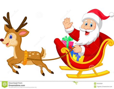 Cartoon Santa Drives His Sleigh Stock Vector - Image: 33243508 Reindeer Outdoor Decorations, Reindeer Drawing, Santa Claus Drawing, Santa Cartoon, Cartoon Reindeer, Christmas Classroom Door, Reindeer Silhouette, Christmas Tree Background, Christmas Props