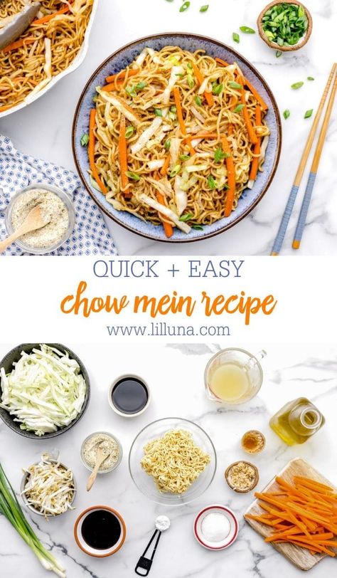 This wok-fried Chow Mein Recipe is ready in under 30 minutes! It's perfect for pairing with your favorite Asian dishes. #chowmein #asianfood #sidedish #asianrecipes Easy Chow Mein Recipe, Chowmein Recipe, Creamy Pasta Bake, Chow Mein Recipe, Chow Mein Noodles, Easy Asian, Chow Mein, Chinese Dishes, Easy Delicious Recipes