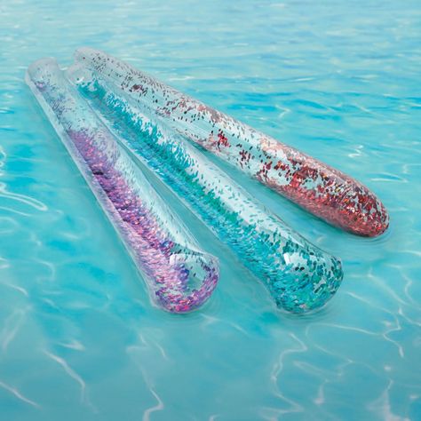 Make waves at your favorite swimming hole with these glitter inflatable pool noodles! The perfect addition to your pool supplies, these noodles come in an assortment of fun colors sure to please all the little swimmers in your life. Vinyl. (6 pcs. per unit) Inflated, 5 ft. Summer Floats, Cute Pool Floats, Summer Pool Floats, Swim Noodles, Pool Floats For Kids, Lake Toys, Cool Pool Floats, Pool Toys For Kids, Mermaid Pool