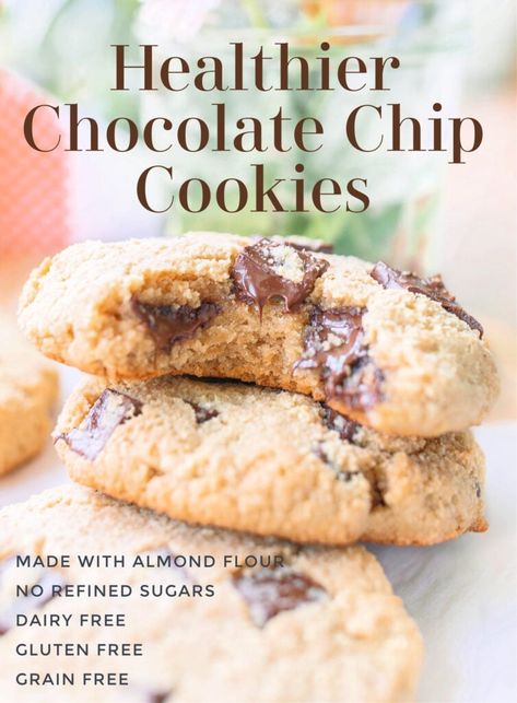 Almond Flour Chocolate Chip Cookies | A Healthier Cookie - Simply Taralynn | Food & Lifestyle Blog Cookies Made With Almond Flour, Almond Flour Chocolate Chip, Paleo Easy, Almond Flour Chocolate Chip Cookies, Healthy Flour, Healthy Chocolate Chip Cookies, Almond Flour Cookies, Simply Taralynn, Gluten Free Chocolate Chip Cookies