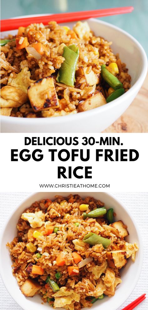 rice, fried rice, egg tofu fried rice, chinese food, chinese recipe Tofu Egg Fried Rice, Egg Stir Fry Fried Rice, Tofu Fried Rice Recipe, Tofu Fried Rice With Egg, Egg And Tofu Recipes, Tofu Congee, Rice Variations, Fried Rice With Tofu, Tofu Fried Rice