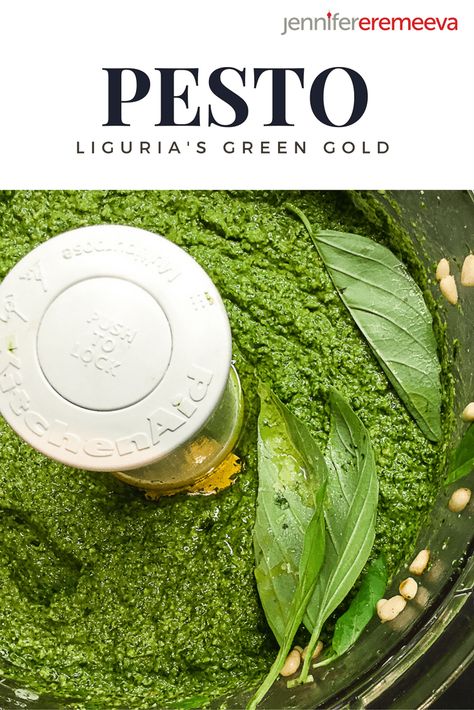 Pesto Genovese: The Cinque Terre’s Green Gold - Jennifer Eremeeva Cinque Terre Pesto Recipe, Giada Pesto Recipe, Pesto Genovese Recipe, Barilla Pesto, Fresh Basil Recipes, Green Pesto, Basil Recipes, Creamy Pesto, Healthier Choices