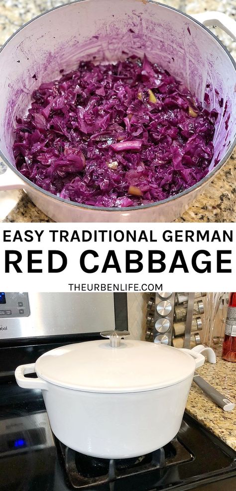 German Red Cabbage Recipe, Purple Cabbage Recipes, Cooked Red Cabbage, German Red Cabbage, Red Cabbage Recipe, Red Cabbage With Apples, German Food Authentic, Red Cabbage Recipes, Braised Red Cabbage