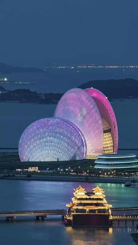 Hong Kong Night, Grand Theatre, Travel Baby Shower Theme, Museum Exhibition Design, Zhuhai, Container Architecture, Galaxy Pictures, Fairy Queen, Amazing Buildings