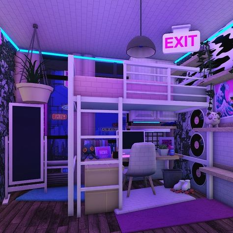 Simple Blocksburg Houses, Bedroom Ideas Roblox Bloxburg, Very Small Bloxburg House, Bloxburg Bedroom Wall Ideas, Roblox Bloxburg House Builds, House Decorating Ideas Bloxburg, Blocksburg Room Ideas Aesthetic, Bloxburg Builds Interior, Bloxburg Retro Bedroom