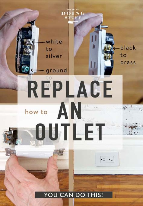 How to Replace an Electrical Outlet. Seriously, YOU can do this. Electrical Wiring Colours, Home Electrical Wiring, Tool Tips, Electrical Panel, Diy Electrical, Electrical Projects, Home Fix, Up House, Diy Home Repair