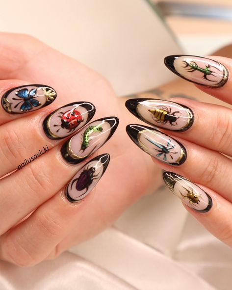 Sometimes, it is that good🐞🐛🪲🦋 . . #nails #nailusa #nailart #naildesign #nailsofInstagram #naildesigns #nailsoftheday #naildesignsideas #acrylic #acrylicnails #raleigh #durham #raleighnails #trend #trendynails #nailinspo #springnails #summernails #funnails #colorfulnails #raleighnailtech #bugnails #chromenails #chromedesign #bugdesigns #bugnailart #chromenailart Bug Nails Acrylic, 3d Bug Nails, Bug Nails Art, Insect Nail Art, Moth Nails, Framed Nails, Beetle Nails, Bug Nail Art, Insect Nails