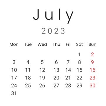 Year Calendar 2023, July Month, Calendar Aesthetic, Calendar Minimalist, Calendar Png, Simple Calendar, Aesthetic Calendar, July Calendar, Organizer Desk