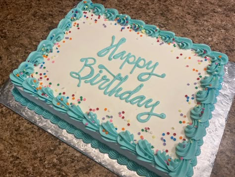 Birthday Sheet Cakes For Men Simple, Rectangle Cake Ideas, Rectangle Cake Designs For Men, Half Sheet Cake Decoration, First Birthday Sheet Cake, Rectangle Birthday Cake, Happy Birthday Sheet Cake, Rectangle Cake Designs, Simple Sheet Cake Designs