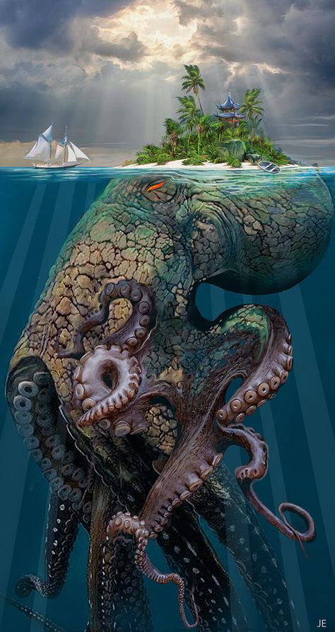 Sea Monsters Drawing, Sea Creatures Art, Wild Animal Wallpaper, Surealism Art, Monster Drawing, Creatures Art, Octopus Tattoo, Octopus Art, Sea Monsters