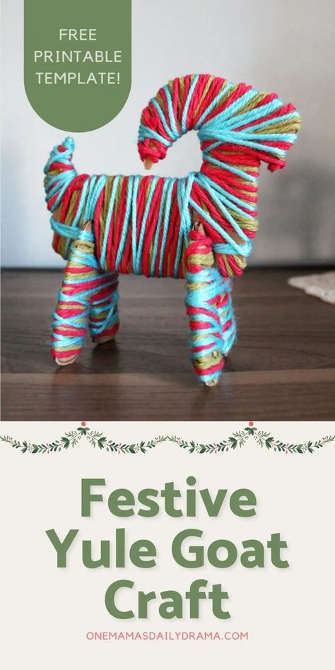 Yule Goat Craft, Diy Yule Goat, Easy Yarn Ornaments, Yule Goat Diy, Diy Yarn Christmas Decorations, Homemade Yule Decorations, Yule Crafts Diy, Yule Activities For Kids, Yule Crafts For Kids