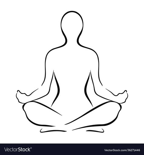 Drawing Of Meditation, How To Draw Someone Meditating, Sitting Meditation Pose Drawing, Person Meditating Illustration, Yoga Poses Sitting, Yoga Outline Drawing, Meditation Pose Tattoo, Spiritual Person Drawing, How To Draw Yoga Poses