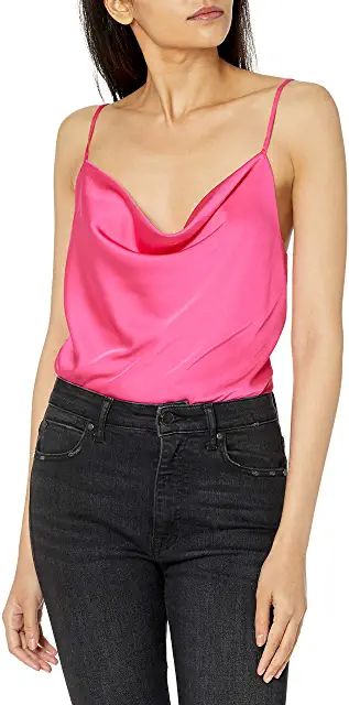 Amazon.com : hot pink tank top Satin Cowl Neck Top Outfit, Cowl Neck Top Outfit, Movie Fashion Inspiration, Neck Top Outfit, Cowl Neck Cami, Hot Pink Tank, Satin Cami Top, Workout Tops For Women, Tent Dress