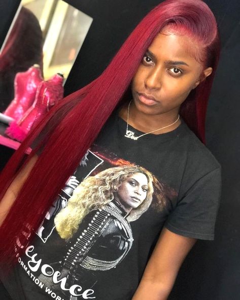 Red Hair Color Black Women, Hair Color Black Women, Hair Color For Dark Skin, Medium Length Hair Straight, Virtual Hairstyles, Ombre Burgundy, Wedding Hair Colors, Sew In Hairstyles, Hair Color Black