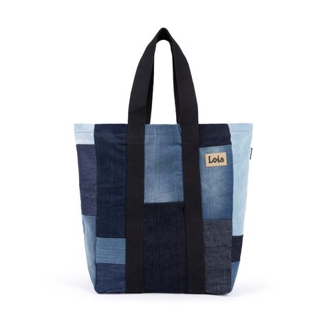 Reworked Bag, Patchwork Tote Bags, Repurposed Denim, Lois Jeans, Denim Projects, Denim Tote Bags, Corduroy Jeans, Indigo Denim, Patchwork Jeans