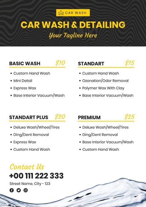 Mobile Detailing Price List, Car Wash Business Plan, Auto Detailing Price List, How To Start A Car Detailing Business, Car Wash Business Ideas, Car Wash Design, Auto Shop Logo, Car Detailing Business, Car Wash Prices