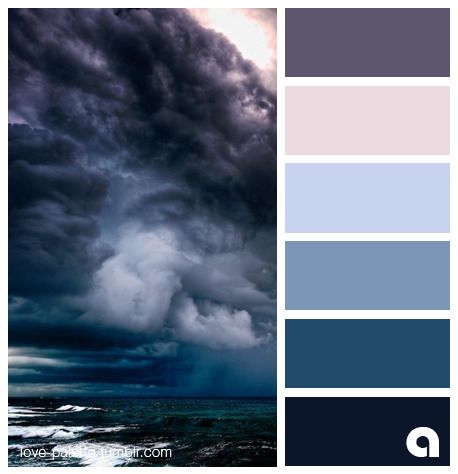 Colors, Palettes & Hues Storm Color Palette, Chameleon Color, Paint Color Palettes, Nature Color Palette, Bedroom Color Schemes, Color Palette Design, Color Balance, Colour Combinations, Complementary Colors