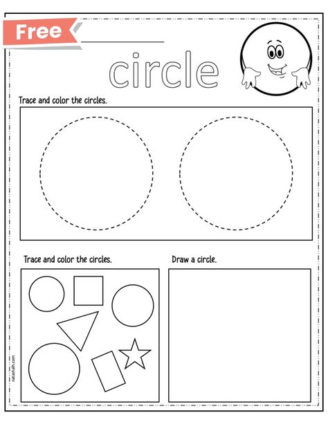 This free printable circle worksheet for kindergarten and preschool is a no-prep way to teach about circles! Help your child trace circles, draw a circle, and identify the circle shape with this free printable worksheet Find The Circle Worksheet, Crafts With Circles Preschool, Circle Worksheet Kindergarten, Preschool Circle Activities, Circle Tracing Worksheet, Shape Pizza Free Printable, Circle Paper Craft, Circle Activity For Preschool, Circle Shape Worksheets For Preschool