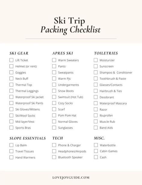 School Ski Trip Packing List, Packing List For Ski Trip, Ski Packing List Woman, Ski Checklist, Ski Weekend Packing List, Ski Packing List, Ski Packing, Winter Trip Packing List, Colorado Ski Trip