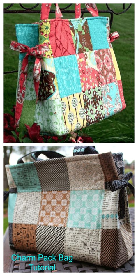 Quilted Tote Bags Patterns, Quilted Bag Patterns, Sewing Tutorials Bags, Sacs Tote Bags, Tote Bag Pattern Free, Patchwork Tote Bags, Tote Bag Tutorial, Diy Charm, Fabric Sewing Patterns