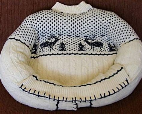 How To Upcycle a Pet Bed from an Old Sweater – Smart! | KnitHacker Upcycled Pet Bed, Dog House Outdoor, Sweatshirt Upcycle, Diy Pet Bed, Puppy Obedience Training, Positive Dog Training, Easiest Dogs To Train, Basic Dog Training, Diy Dog Bed