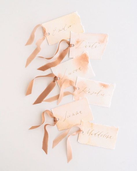 Tono + co on Instagram: “Hand-written name cards styled with Silk Ribbon Trim in PEACH + ROSE GOLD | image by @ryanfranklintits #tonoandco #handdyedsilk #dscolor…” Peach Rose, Peach Roses, Hand Dyed Silk, Hand Written, Ribbon Trim, Name Cards, Silk Ribbon, Line Design, Lettering Design