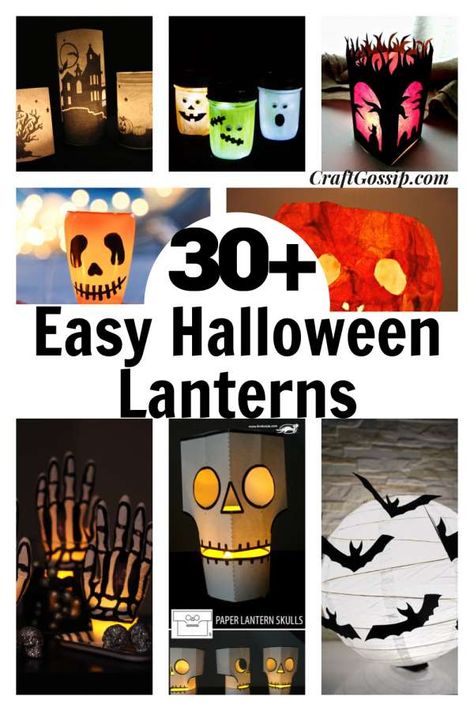 These Halloween lanterns or luminaries are perfect for kids to make, all of these lanterns can be used to line your front steps, front porch, or the path in front of your home or backyard. Many of these crafts are … Read More ... Front Porch Lanterns, Dollar Store Halloween Diy, Porch Lanterns, Halloween Luminaries, Halloween Napkins, Dollar Store Halloween, Rainy Day Crafts, Halloween Lanterns, Halloween Eyeballs