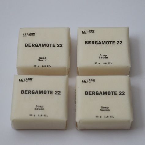 Set Of 4 Le Labo Bergamote 22 Bar Soaps, 1.8oz/50g Each. Unisex For Women And Men. Le Labo Packaging, Hotel Toiletries, Edition Hotel, Travel Size Bottles, Le Labo, Travel Hotel, Body Bars, Soap Packaging, Bath Bar