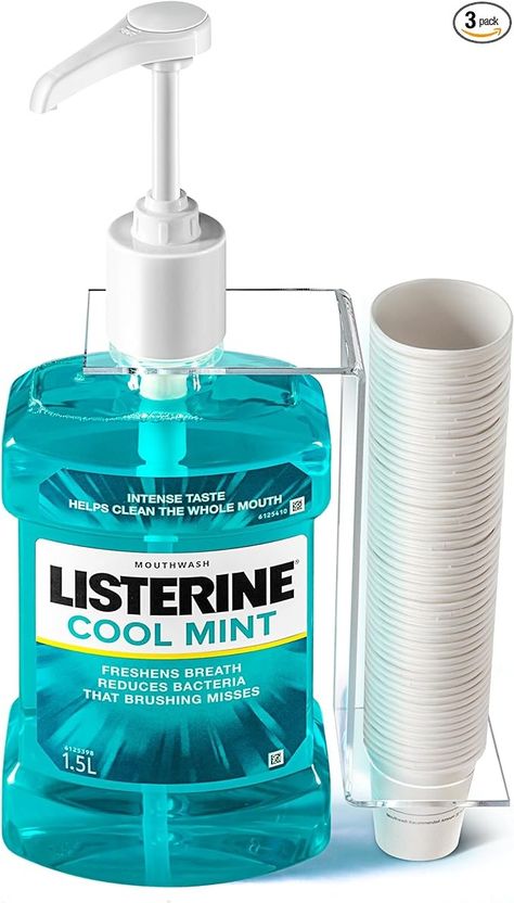 Amazon.com: Practical Mouthwash Dispenser Specially Designed to Fit Only Listerine 1.5 or 1 L Bottles with Cups, Holder, and Pump. : Health & Household Mouthwash Holder Ideas, Mouthwash Dispenser Ideas, Listerine Mouthwash, Mouthwash Dispenser, Acrylic Cups, Healthy Digestive System, Bathroom Shop, Health Board, Paper Cups