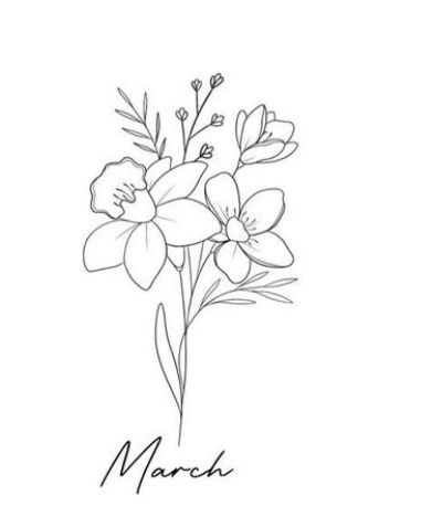 Defodiles Flower Tattoo, Cherry Blossom And Daffodils Tattoo, Daphodile Flower Tattoo, Daffodil Cherry Blossom Tattoo, Daphodil Tattoos, Jonquil And Daffodil Flower Tattoo, Daffodil Tattoo Outline, Daffodil And Cherry Blossom Tattoo, Dafodill Flowers Tattoo Fine Line