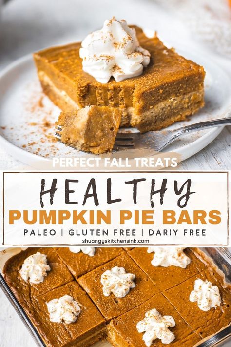 Pumpkin Pie Squares, Almond Flour Shortbread, Pie Squares, Creamy Pumpkin Pie, Pumpkin Pie Bars Recipe, Healthy Pumpkin Pie, Christmas Spread, Pie Bars Recipe, Pumpkin Squares