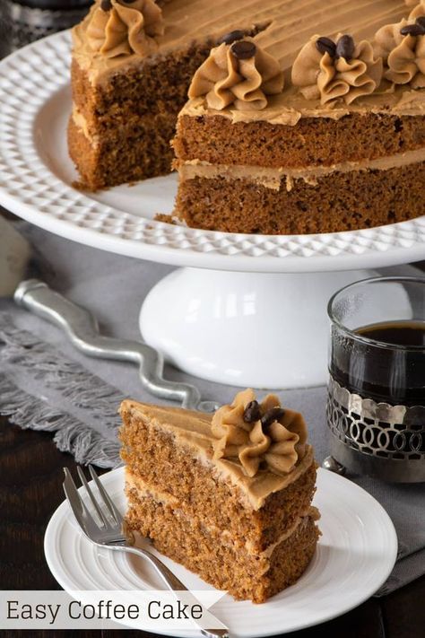 Easy Coffee Cake, Cake Recipes Uk, Coffee Cake Recipes Easy, Coffee And Walnut Cake, Bolo Red Velvet, Nursing Cake, Kek Lapis, Resipi Kek, Coffee Buttercream